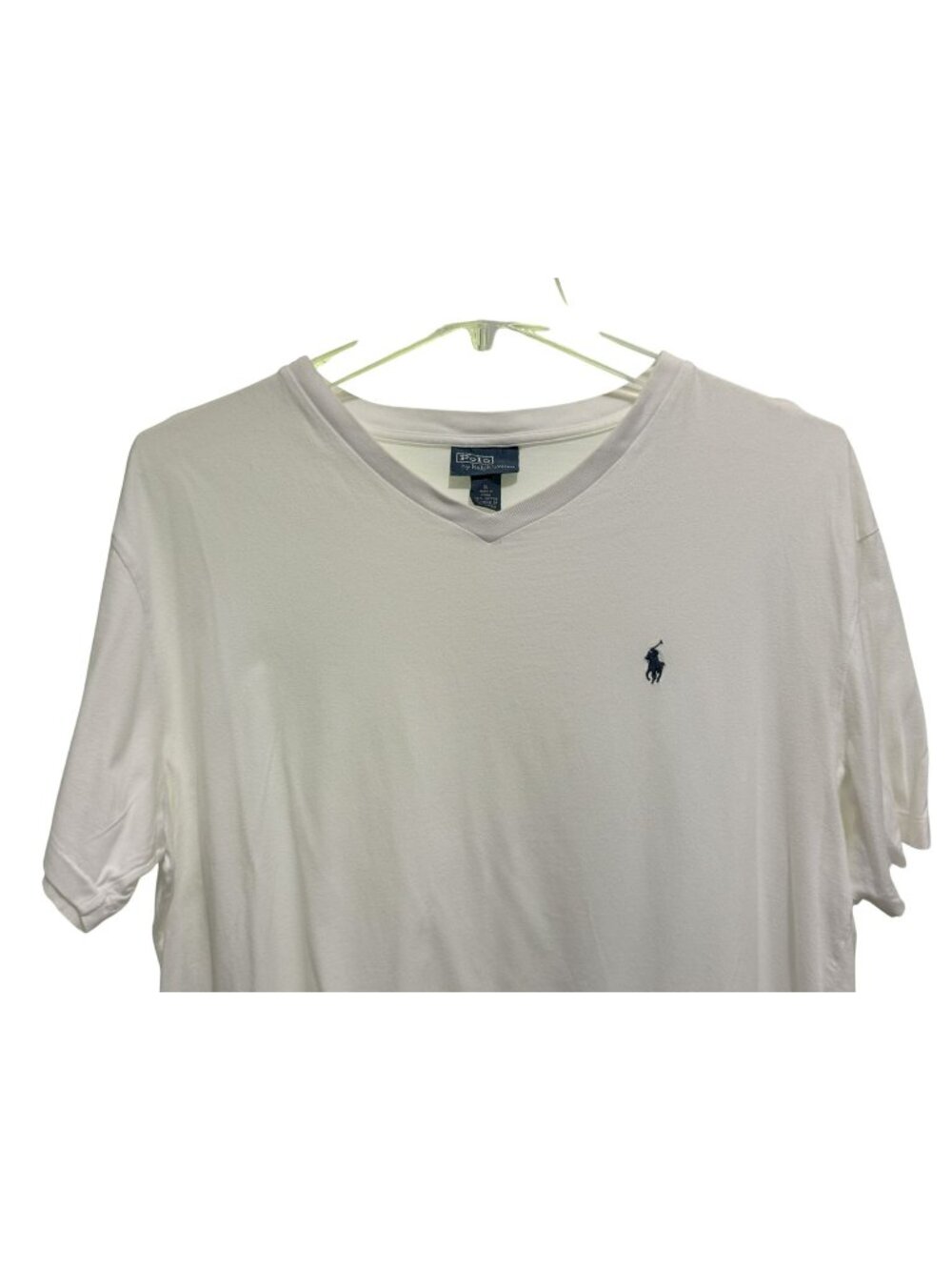 Polo by Ralph Lauren Mens White V -Neck Short Sleeve Pony Logo Polo Shirt Sz XL